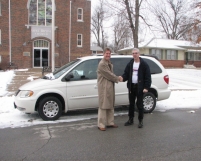 Steve Huestis picking up a 2002 Chrysler Town & Country